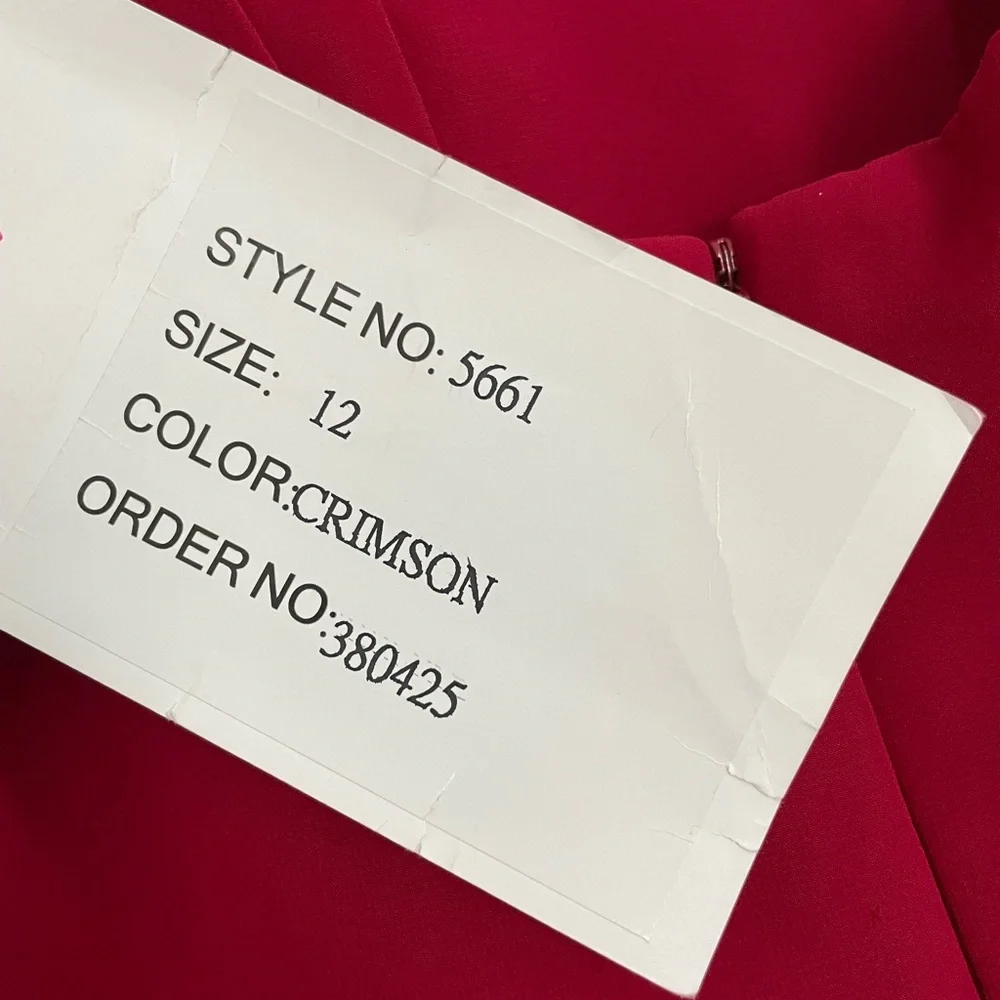 NWT Hayley Paige Occasion Dress. Style #5661 in color Crimson. Womens Size 12 - Picture 8 of 10